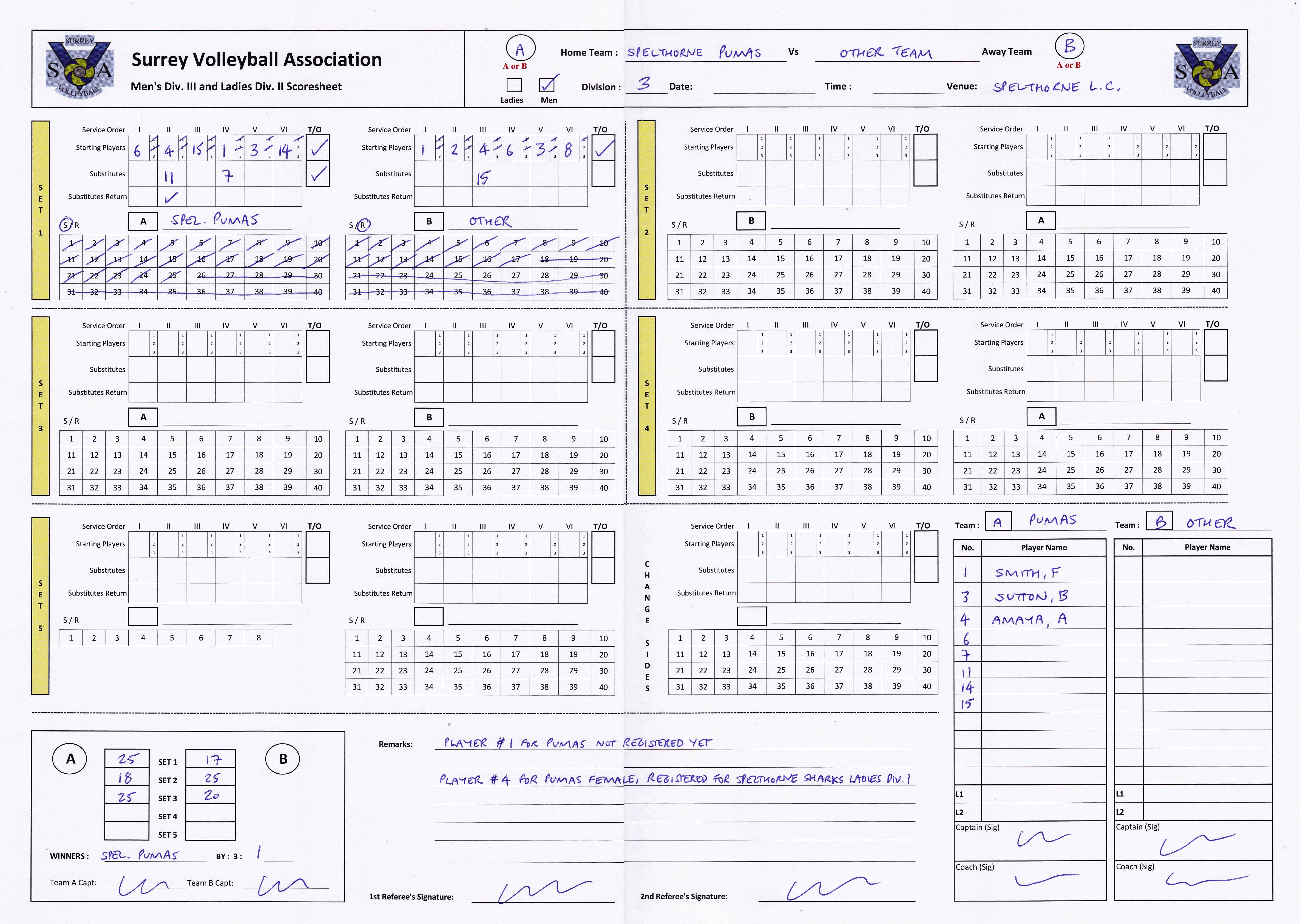 volleyball score sheet sample